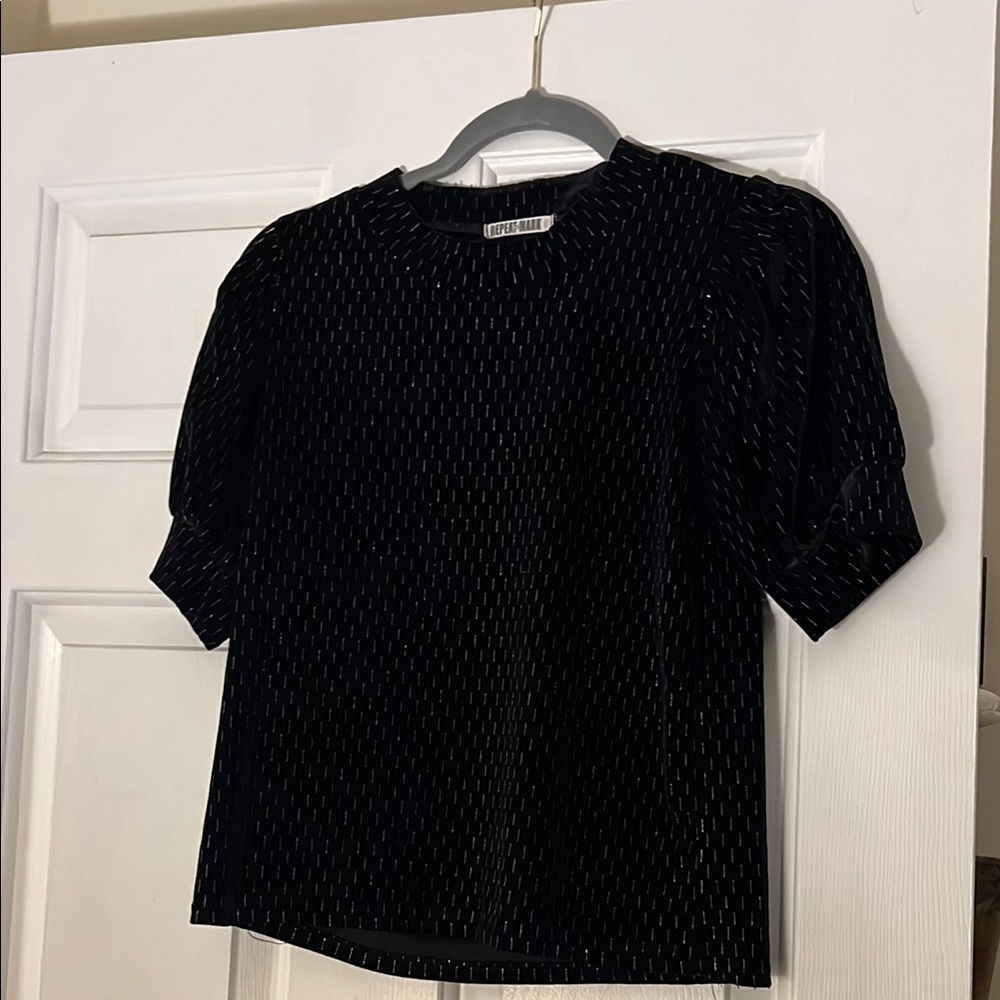 Velour and Metallic Black Top